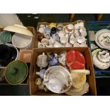 GOOD MIXED POTTERY, three boxes to include planter pots ETC