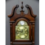 WOOD & SONS REPRODUCTION MAHOGANY LONGCASE CLOCK, thirty one day pendulum driven twin weight