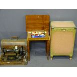 CASED SINGER SEWING MACHINE, Italian style sewing box and a Loom style square basket