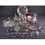 ELECTROPLATED WARE, a good box including several toast racks, jug and cream sets, small dishes,