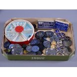 GILT & COBALT BLUE ENAMEL BUTTONS and others, a collection