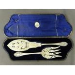 SALMON SERVERS, a cased pair, 9.7ozs, Sheffield 1862