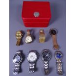 GENTLEMAN'S WRIST WATCHES, a mixed group of eight bearing various makers' marks to the dials, the