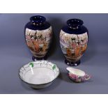 MIXED ORIENTAL & ENGLISH POTTERY, a quantity to include a pair of Japanese Satsuma vases, a Royal