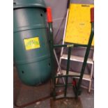 CHILLINGTON SACK TRUCK, Shafton three step safety platform and a tumbler aerobic compost maker