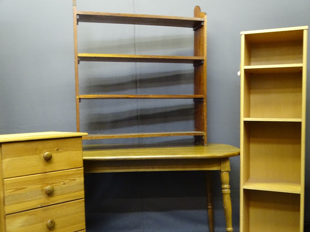 VINTAGE & LATER FURNITURE PARCEL, four items to include a pine five drawer chest on bun feet, a