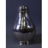 SEGMENTED FORM GLOBULAR LIDDED CANISTER, POSSIBLY COCKTAIL SHAKER, Birmingham 1937, maker