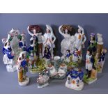 VICTORIAN & LATER STAFFORDSHIRE FLATBACK FIGURINES, a collection
