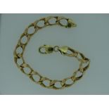 9CT GOLD LARGE LINK BRACELET, 21cms L, 31.5grms, stamped '375' with scales mark to the clasp and