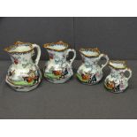 MASONS IRONSTONE SET OF FOUR GRADUATED ORIENTAL TRANSFER PATTERN JUGS (black mark)