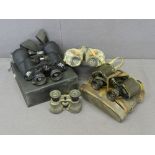 FOUR PAIRS OF BINOCULARS, various ages, two possibly military