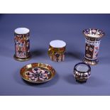 ROYAL CROWN DERBY IMARI PATTERN CABINET WARE, 5 pieces to include a coffee can and saucer, small