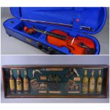 MODERN VIOLIN & BOW in hard canvas covered carry case, interior label reads 'The Stentor Student