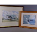K C AITKEN watercolour - study of a Gloucester Grebe biplane, signed and with 'Guild of Aviation