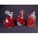 THREE ROYAL DOULTON FIGURINES, 'Flower of Love' HN3970, 'Top o' The Hill' HN1834 and 'Autumn
