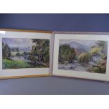 C H DRUMMOND watercolour - river scene with distant church spire, signed and dated 1954, 36 x
