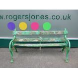 VINTAGE GARDEN BENCH WITH CAST IRON ENDS (requiring restoration), 82cms H, 167cms W, 60cms D