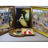 REPRODUCTION ADVERTISING MIRROR, painting on glass, framed completed jigsaw ETC