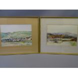 EDWARD MORRIS RCA, ABERDOVEY two untitled watercolour studies - mountainscape with trees and country