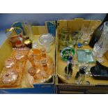 ART DECO PINK GLASS DRESSING TABLE ITEMS, Murano cats and other interesting items of glassware