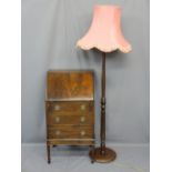 TWO ITEMS OF REPRODUCTION MAHOGANY FURNITURE to include a neat three drawer lady's writing bureau,