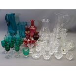QUANTITY OF COLOURFUL CUT & OTHER GLASSWARE
