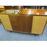 BUSH MID CENTURY RADIOGRAM with Monarch turntable and built-in speakers, 77.5cms H, 124.5cms W, 40.