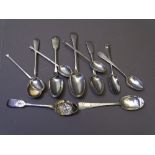 ELEVEN GEORGIAN & LATER SILVER TEASPOONS, various assay marks, 5.6 troy ozs gross