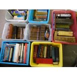 VINTAGE LEATHERBOUND & LATER WELSH & ENGLISH BOOKS, a large quantity in various plastic crates