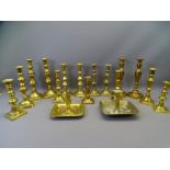 VICTORIAN & LATER BRASS CANDLESTICKS & CHAMBER STICKS