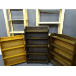 VINTAGE & LATER BOOKCASES & SHELVING, a quantity, various measurements