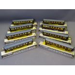 MODEL RAILWAY - Wrenn Pullman coaches (eight), W6001 AG Agatha, W6001 B car no. 86, W6002 Aries,