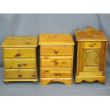 THREE VINTAGE & MODERN BEDSIDE CABINETS including a single door Continental example on brown pot