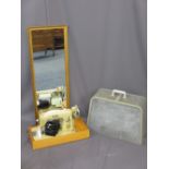 CASED ALFA DELUXE ELECTRIC SEWING MACHINE with foot pedal and a gilt framed wall mirror E/T