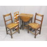 VINTAGE FURNITURE PARCEL to include a neat gate-leg table on barley twist supports, an oak folding