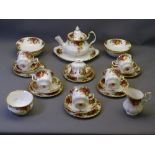 ROYAL ALBERT 'OLD COUNTRY ROSES' twenty nine pieces to include lidded teapot, six breakfast bowls,