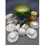 MIXED POTTERY & CHINA, a quantity to include a Bretby pottery planter, 9 pieces of Minton Hadden