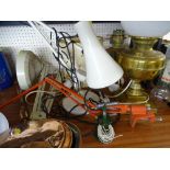 VINTAGE ANGLEPOISE & OTHER LAMPS, a selection and a long-handled copper warming pan, the