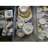 MIXED PORCELAIN, CHINA WARE & COMMEMORATIVES, a good quantity in three boxes, makers include Royal
