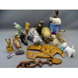 CAT ORNAMENT FIGURINES, a quantity in wood and other compositions ETC