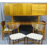 MID CENTURY TEAK DINING SUITE to include long sideboard, 74cms H, 167.5cms L, 46cms D, extending