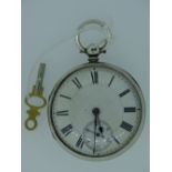 VICTORIAN SILVER CASED OPEN FACE POCKET WATCH with key, London 1879, maker Alfred Gurney