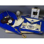 MIXED COLLECTABLES to include Masonic memorabilia, a bakelite desktop pen stand, a stylish modern