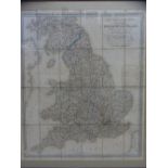 'THE TRAVELLER'S GUIDE THROUGH ENGLAND & WALES' framed folding map, 1839, London, Darton & Clark, 58