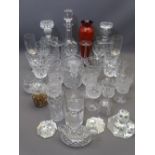 CUT & OTHER DRINKING GLASSWARE & DECANTERS, Art Form red vase, Swarovski crystal ornaments, a good