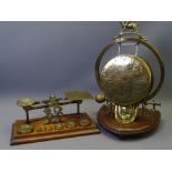 SET OF OAK & BRASS 'INDIA & COLONIES' MARKED POSTAL SCALES with a Queen Victoria embossed brass