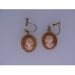 PAIR OF 9CT GOLD CAMEO EARRINGS with screw fittings, 3.3grms gross
