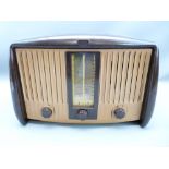 GEC VINTAGE BAKELITE RADIO, 26cms H, BC6242, brown and cream case