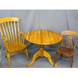 VINTAGE FARMHOUSE & OTHER FURNITURE, three items to include an oak splatback chair, an antique style