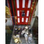 ZEON COUNTER TOP WATCH DISPLAY CABINET/ROTUNDER with a mixed quantity of lady's and gent's wrist